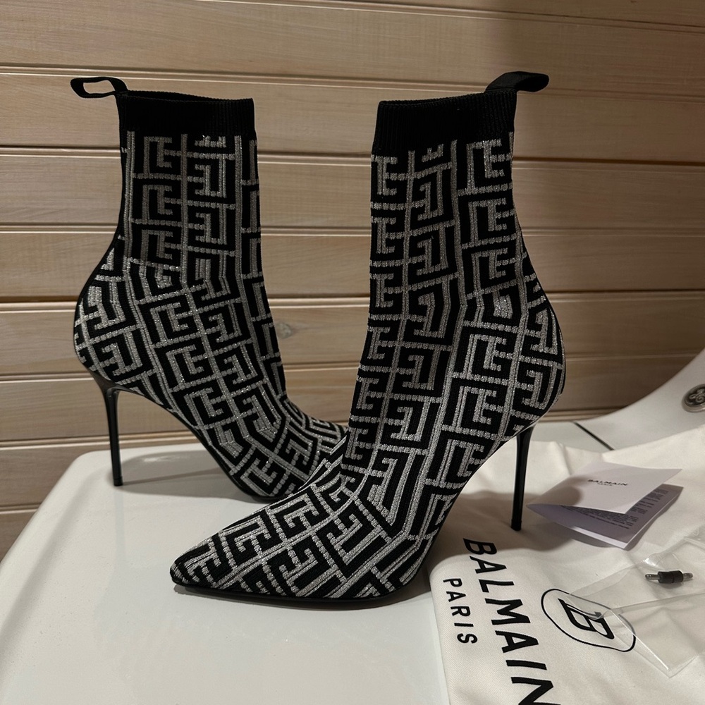 BALMAIN ankle skye metallic booties